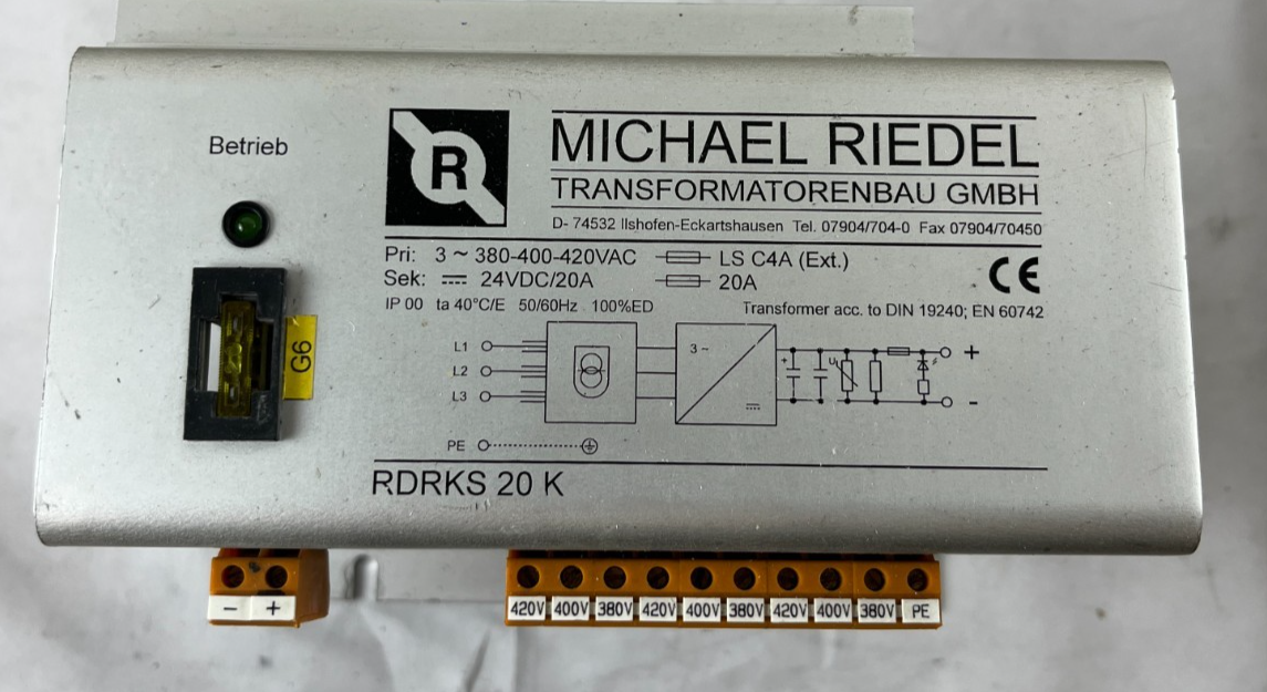 Michael Riedel RDRKS 20 K Power Supply 24VDC 20A 380-420VAC 3-Phase Used