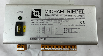 Michael Riedel RDRKS 20 K Power Supply 24VDC 20A 380-420VAC 3-Phase Used