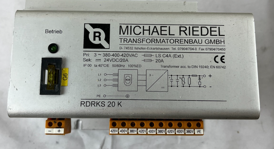 Michael Riedel RDRKS 20 K Power Supply 24VDC 20A 380-420VAC 3-Phase Used