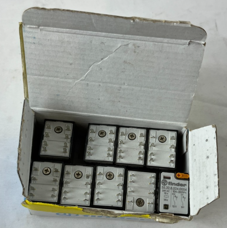 Lot of 9x Finder 55.32.8.024.0054 Plug-In Relays 24V AC DPDT 10A New NOS