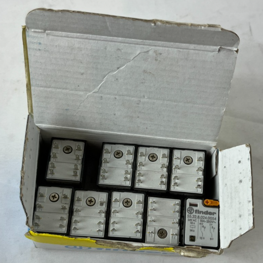 Lot of 9x Finder 55.32.8.024.0054 Plug-In Relays 24V AC DPDT 10A New NOS