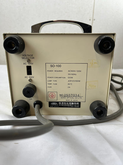 Seiwa Optical SO-100 Fiber Illuminator 100W Microscope Light Source Japan Used