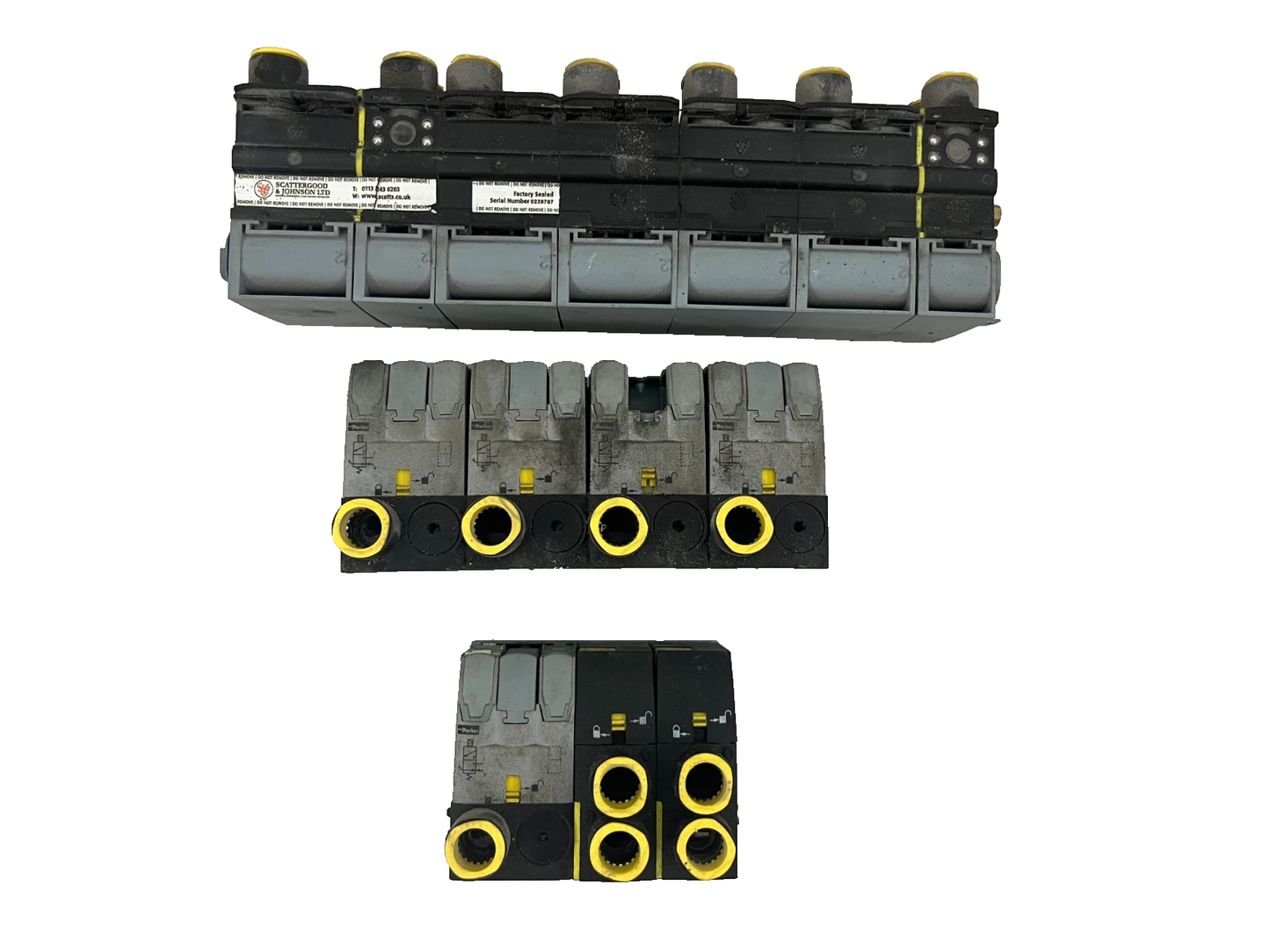 Scattergood & Johnson Pneumatic Valve Manifold Bundle Multiple Stations, Used