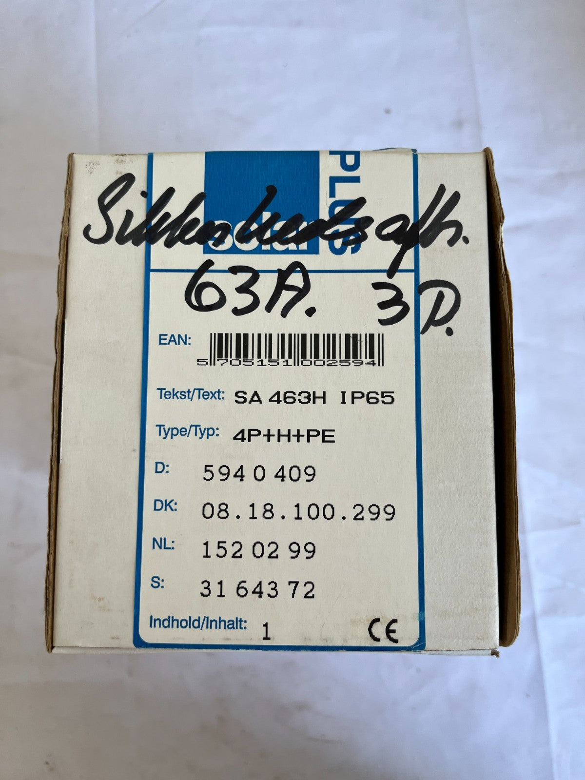 Solar Plus SA 463H IP65 63A 4P+H+PE Switch Disconnector New Spare Unit