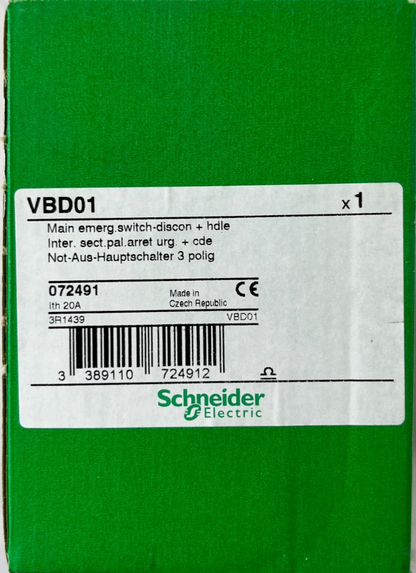 Schneider Electric VBD01 TeSys Vario 3‑Pole 20A Emergency Main Switch New