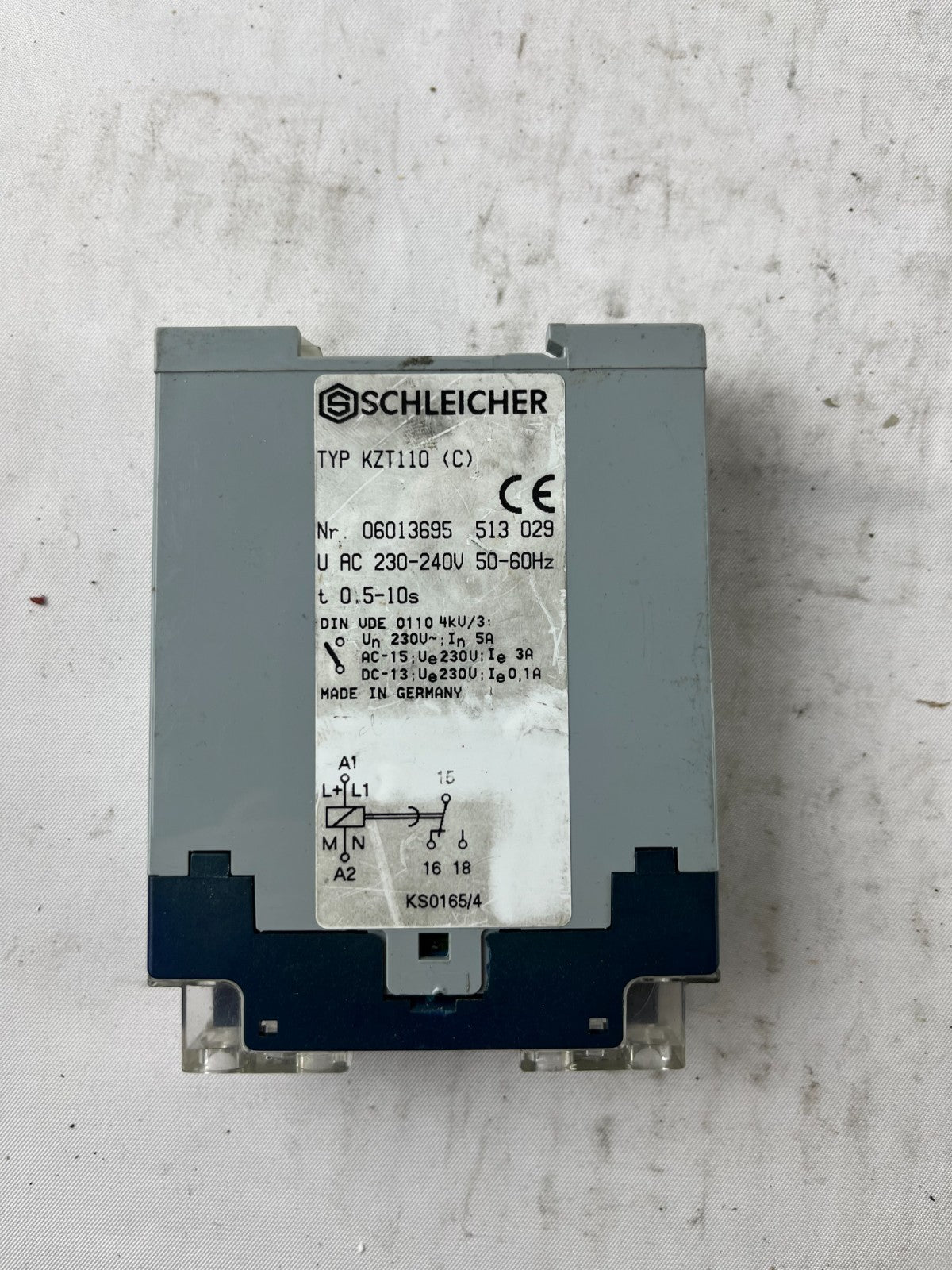 Schleicher KZT110 Timer Relay 230-240VAC 0.5-10s DIN Rail Used Spare Unit