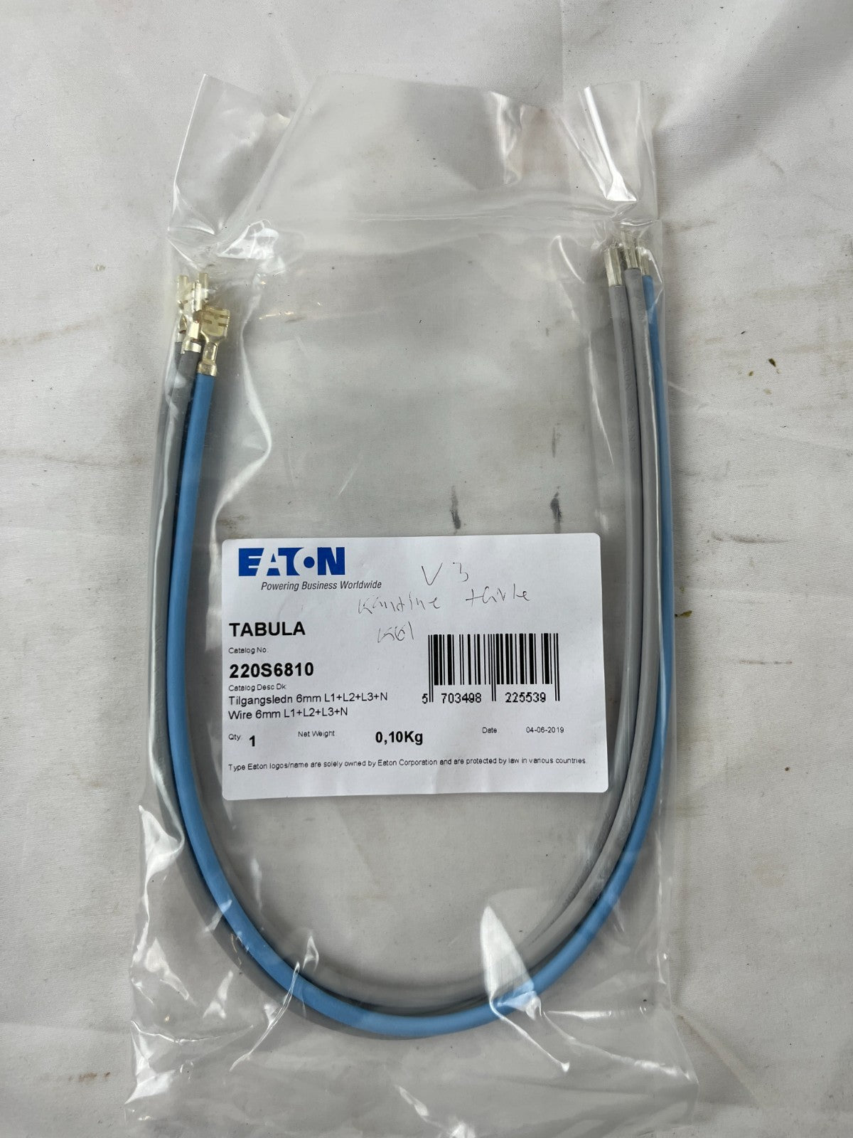 Eaton 220S6810 Tabula Feed Cable 6mm² L1+L2+L3+N 480mm New Spare Unit