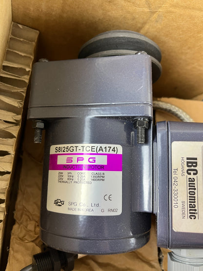 SPG S8I25GT-TCE Induction Motor 25W 220V 50/60Hz With IBC VVX 25W 75rpm New