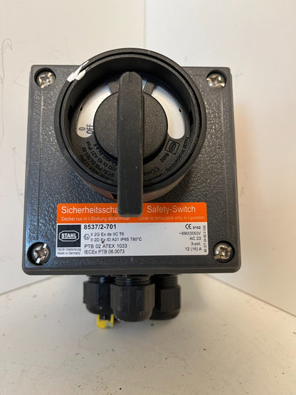 R. STAHL 8537/2-701 Safety Switch Ex de T6 IP66 690V 3-Pol Used