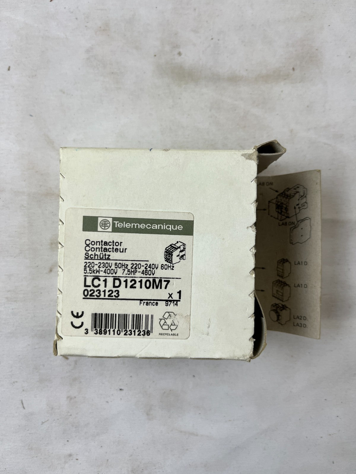 Telemecanique LC1D1210M7 Contactor 25A 5.5kW 3-Pole 220–240V AC Coil New In Box