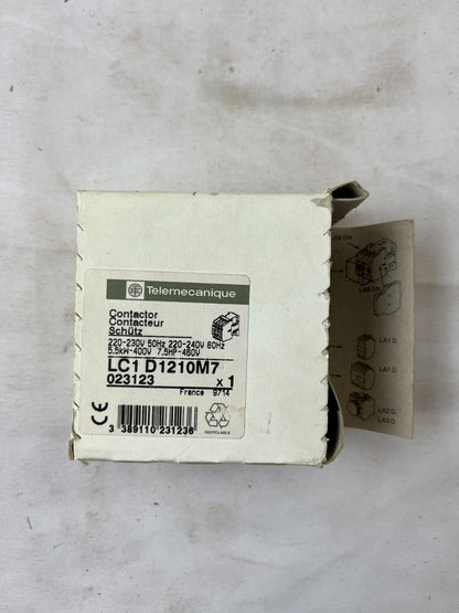 Telemecanique LC1D1210M7 Contactor 25A 5.5kW 3-Pole 220–240V AC Coil New In Box