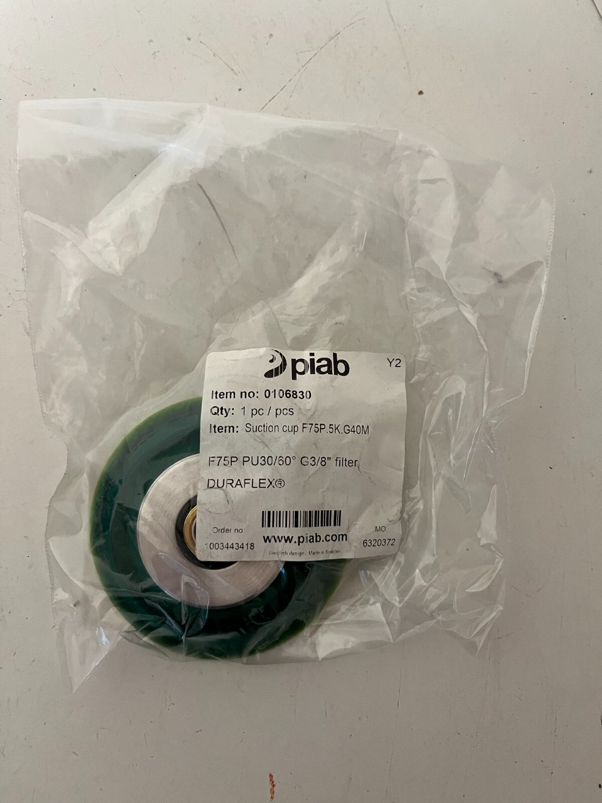 Piab Suction Cup F75P.5K.G40M G3/8" Filter DURAFLEX New - Never Used