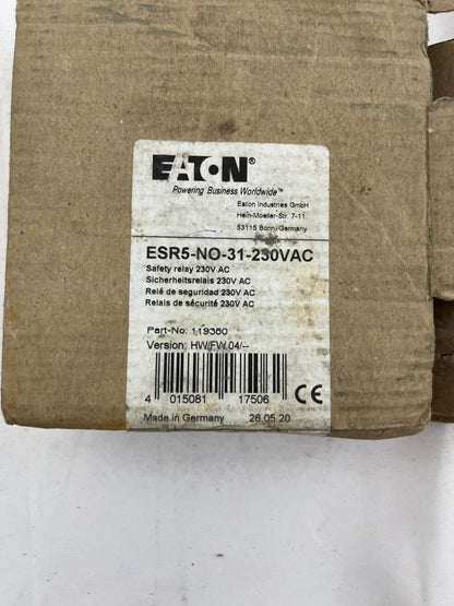 Eaton ESR5-NO-31-230VAC Safety Relay 230V AC Dual Channel, 3 Contacts, New Box