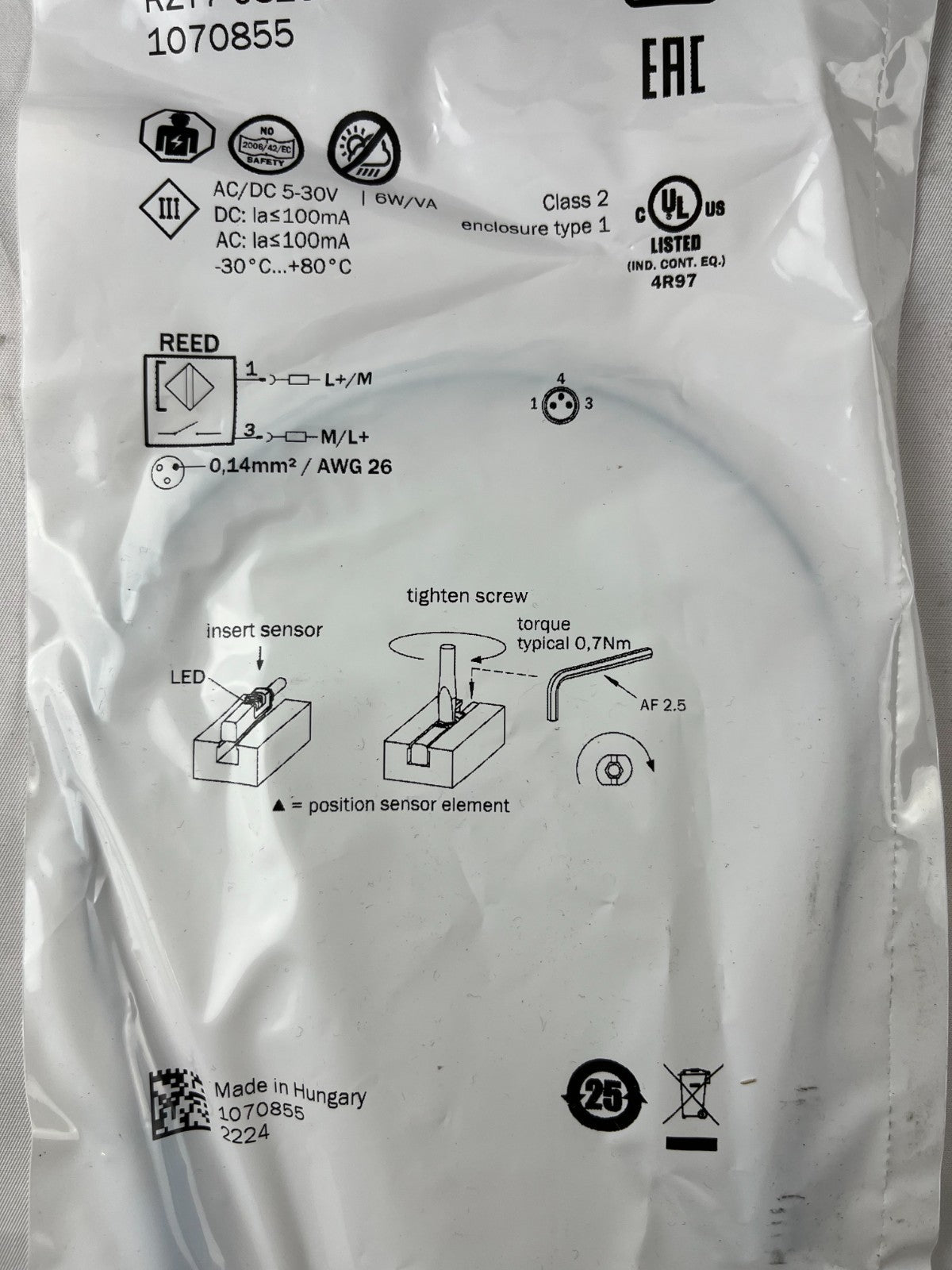 Sick RZT7-03ZUS-KP0 1070855 Reed Cylinder Sensor New Sealed M8 Pneumatic 2024