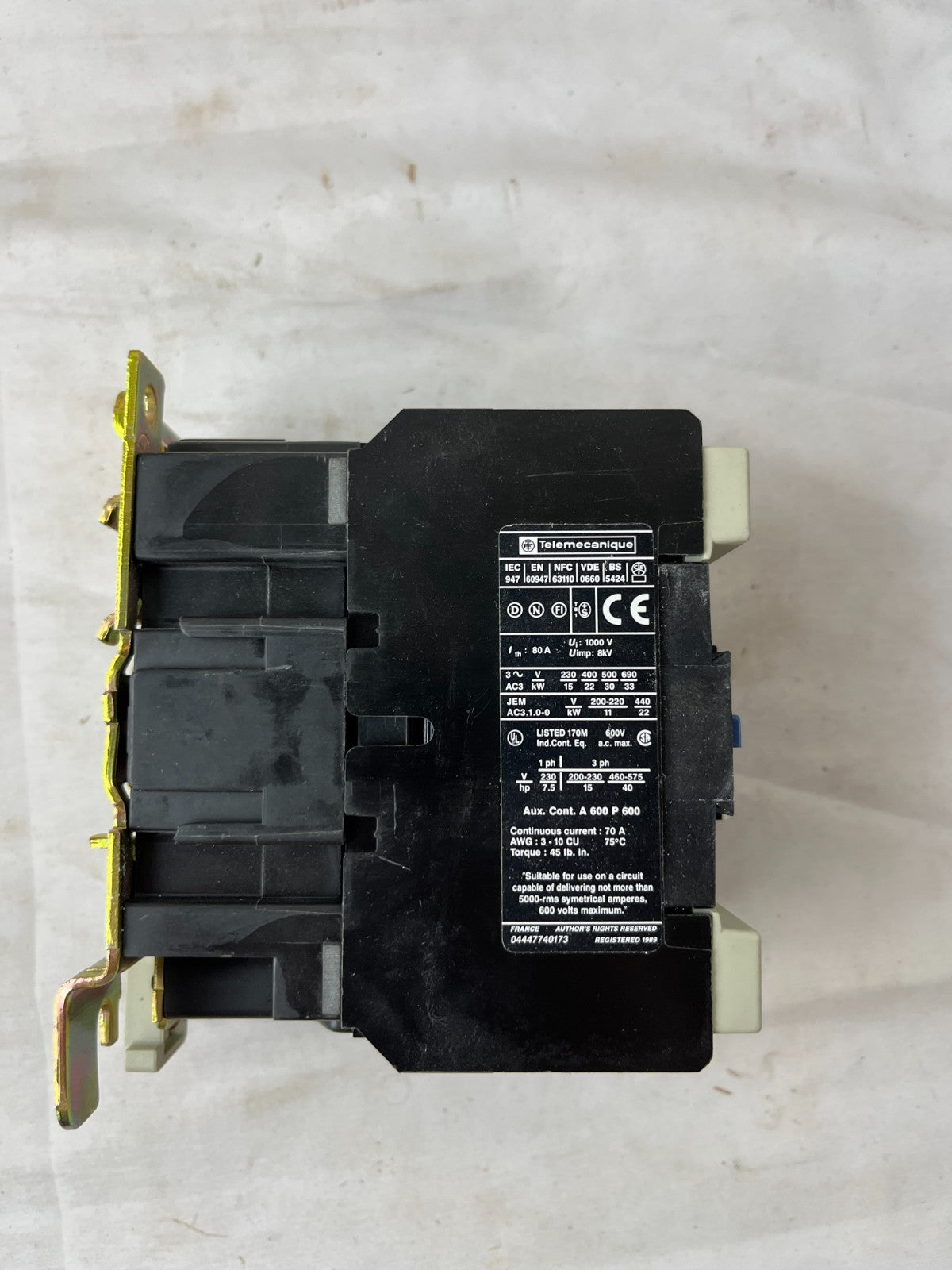 Telemecanique LC1D5011 Contactor 80A 3 Pole 1NO 1NC Used Spare Unit