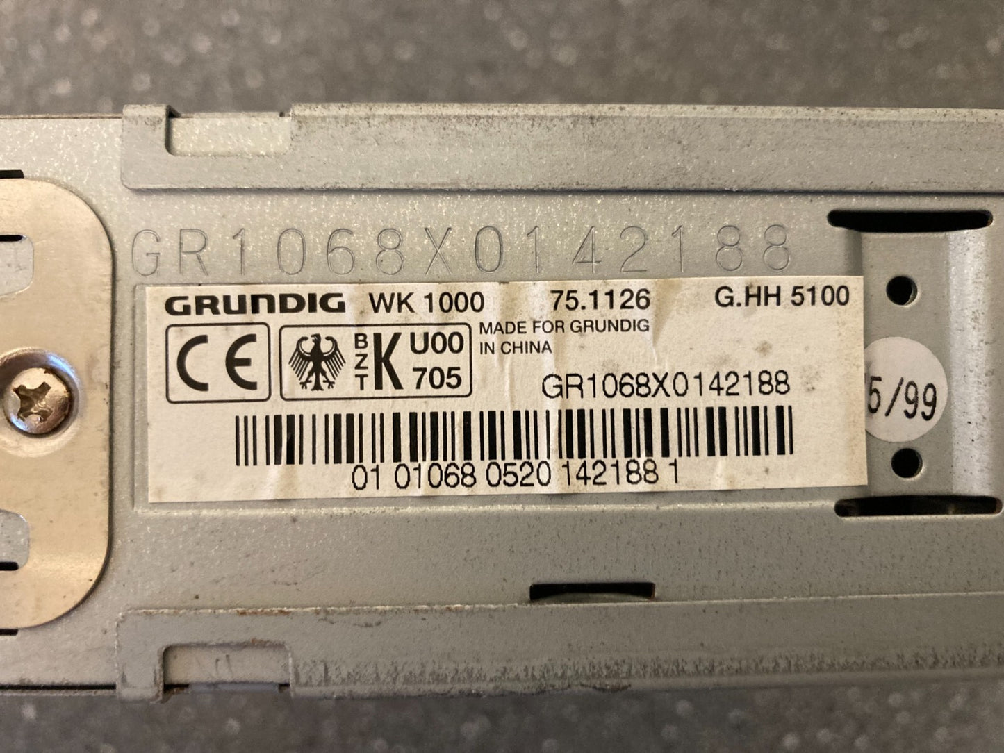 Grundig WK 1000 WK1000 OEM Car Radio GHH 5100 - Original Good Condition