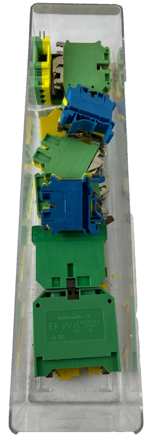 Heavy Duty Terminal Block Lot Weidmuller EK 35/35 Used 35mm2 Green Blue Mixed