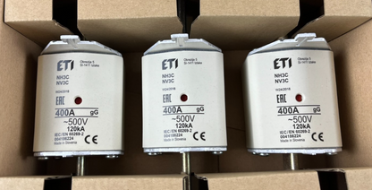 3x ETI NH3C 400A 500V gG NH3 Fuse Links Bals 93181 Box New Never Used
