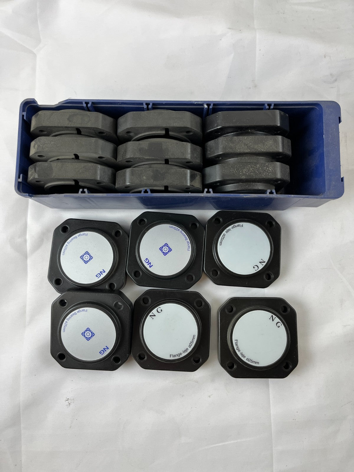 NG Flange Housing Ø25 mm F4 4-Bolt Plastic Bearing Covers Lot of 15 Used Spares