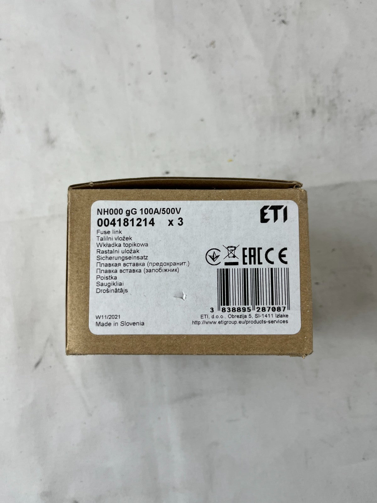 ETI NH000 Fuse Link 100A 500V gG NH Fuse 004181214 3pcs New in Box
