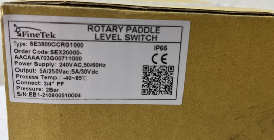 FineTek SE3800CCRG1000 Rotary Paddle Level Switch 240V 3/4" IP65 NEW Sealed