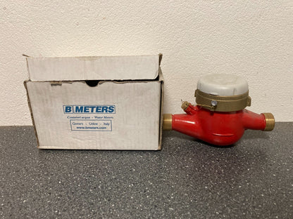 B METERS Water Meter MAR18 AC83, GSD8 130mm Italy Qn 1.5 m³/h in Red