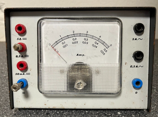 Vintage Analog Ammeter Lab/Educational Equipment from Randers Realskole Denmark