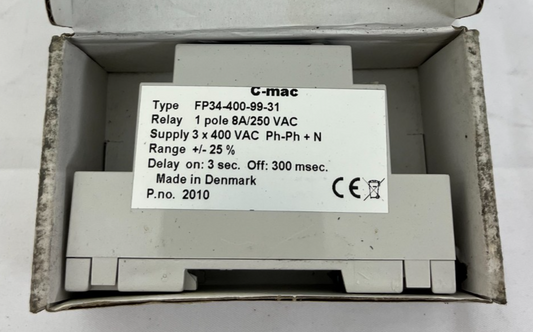 C-mac FP34-400-99-31 3-Phase Voltage & Sequence Monitoring Relay 400VAC New