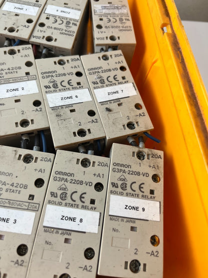 Lot of 15 Omron G3PA-420B G3PA-220B-VD Solid State Relays SSR 20A DIN Rail Used