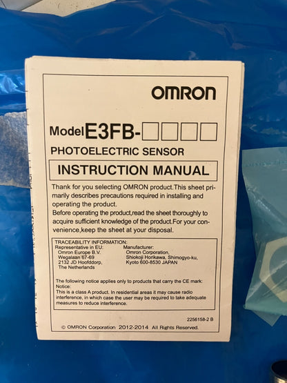 Omron E3FB-DP22 Photoelectric Sensor, 10-30V DC, M18, PNP, New in Box
