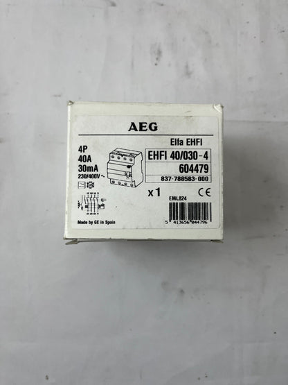 AEG EHFI 40/030-4 4P 40A 30mA RCD Residual Current Device New Spare Unit
