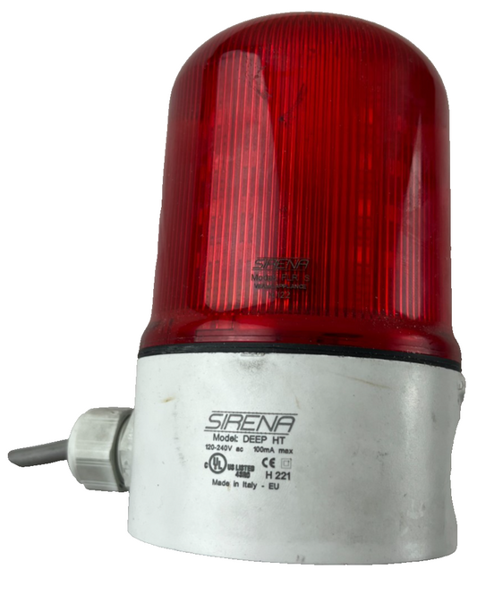 SIRENA DEEP HT Industrial Beacon Light Red 120-240V AC UL CE NEW Made Italy H221