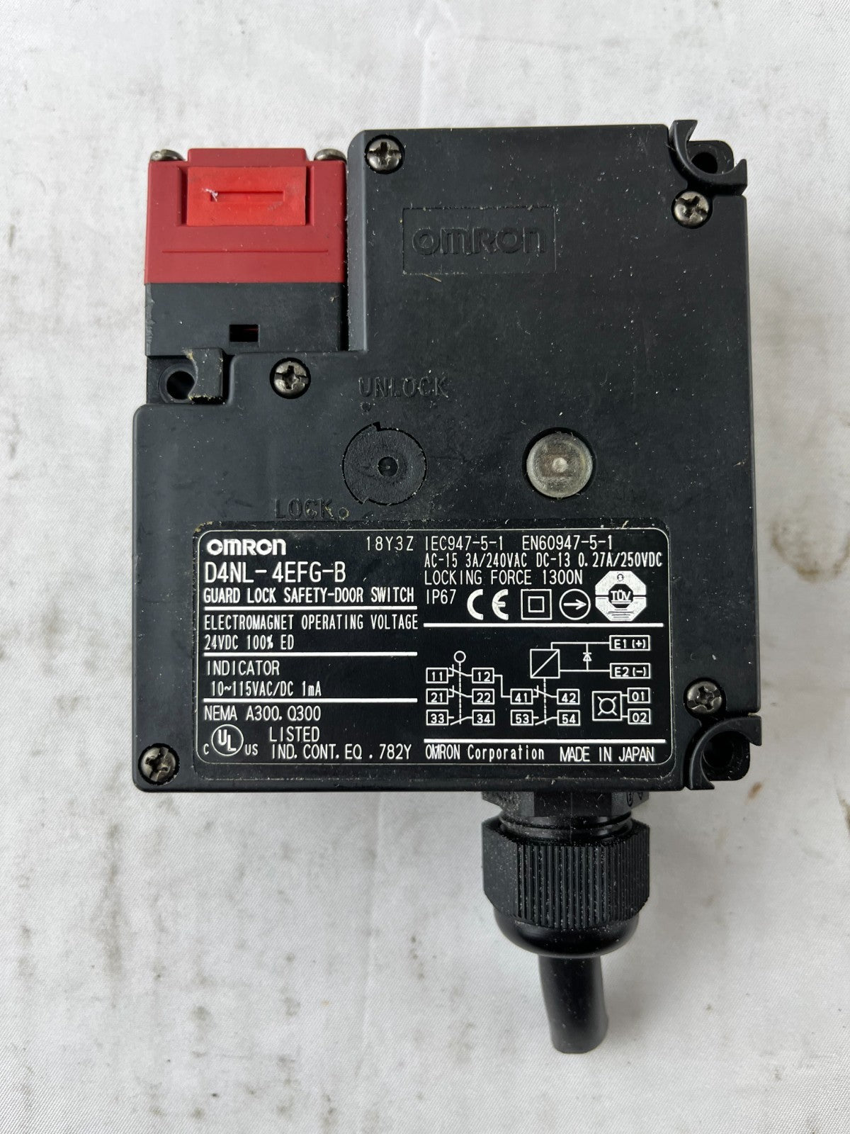 Omron D4NL-4EFG-B Guard Lock Safety Door Switch 24VDC 1300N IP67 Used Spare