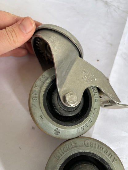 Blickle 80 X 32 Swivel Casters With Brake Set Of 3 Used Germany Spare Units