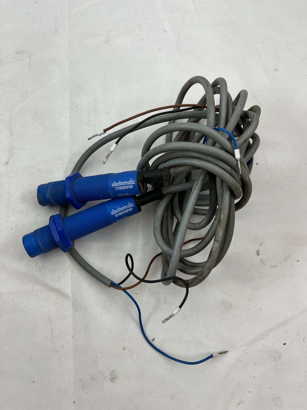 2x Electromatic EI1808NPOP Inductive Proximity Sensors M18 8mm DC 10-40V NPN