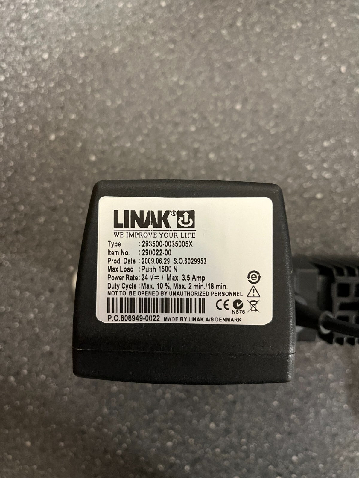 New LINAK Electric Actuator 293500-0035005X 1500N Push 24V Linear Motor