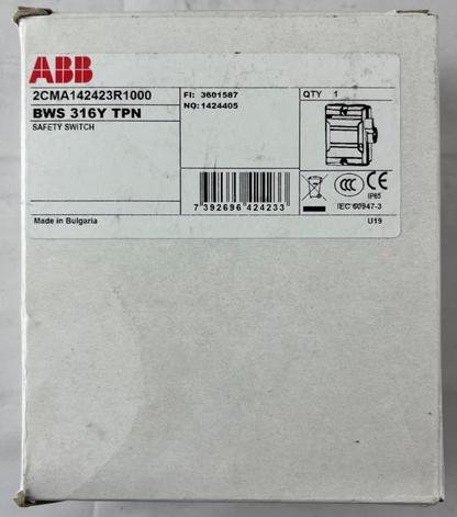 ABB BWS 316Y TPN Enclosed Safety Switch 3-Pole 16A 415V IP65 New in Box