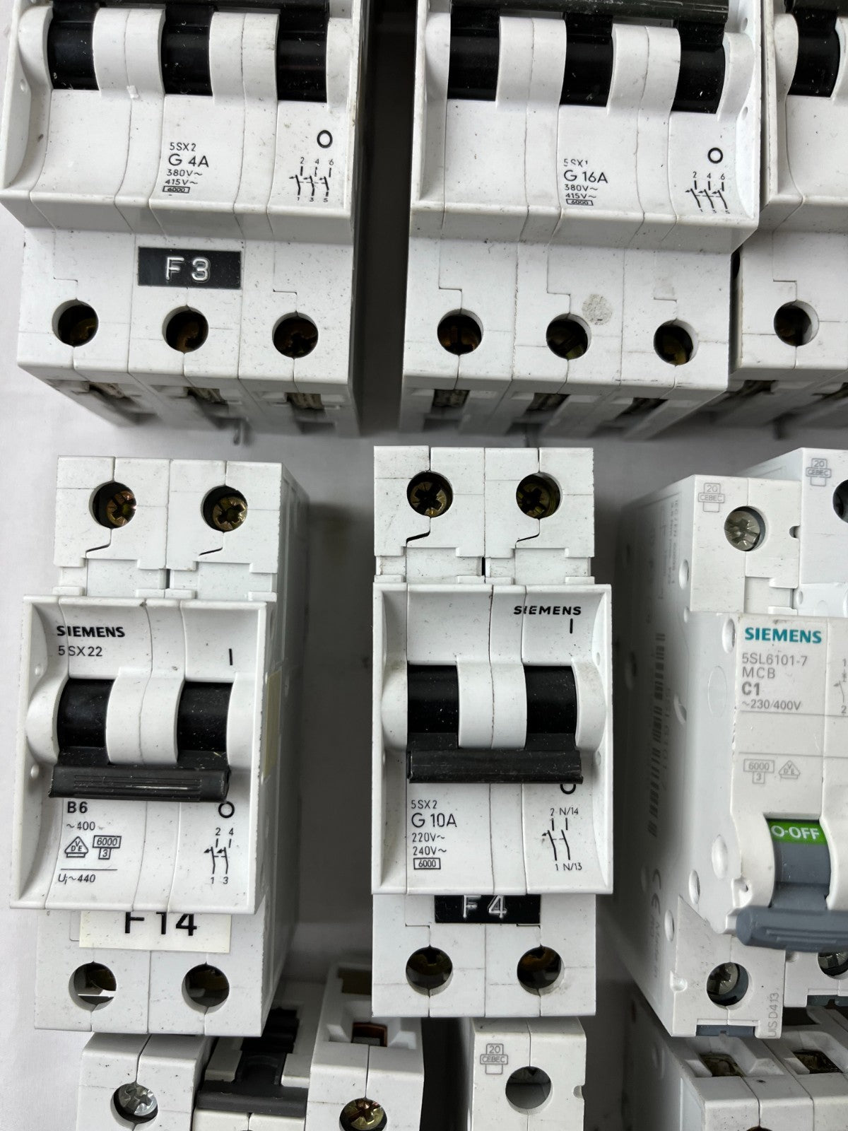 Siemens 5SX2 5SL61 MCB Breaker Lot C2 C4 C6 C10 C16 G20 Mixed Used Spares