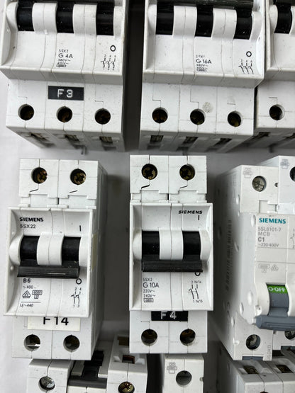 Siemens 5SX2 5SL61 MCB Breaker Lot C2 C4 C6 C10 C16 G20 Mixed Used Spares