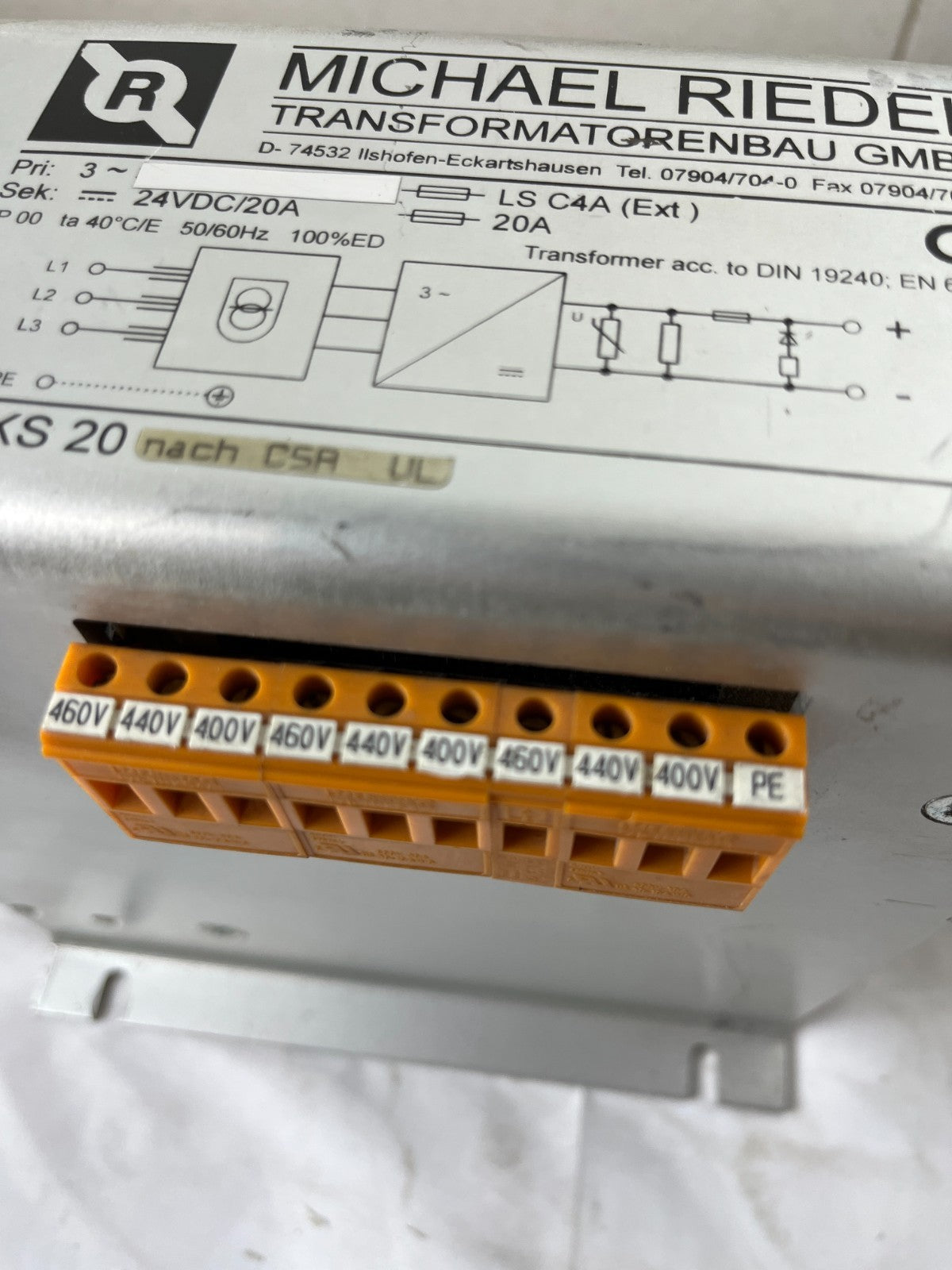 Michael Riedel RDRKS 20 24VDC 20A Industrial Power Supply 3-Phase Used Working