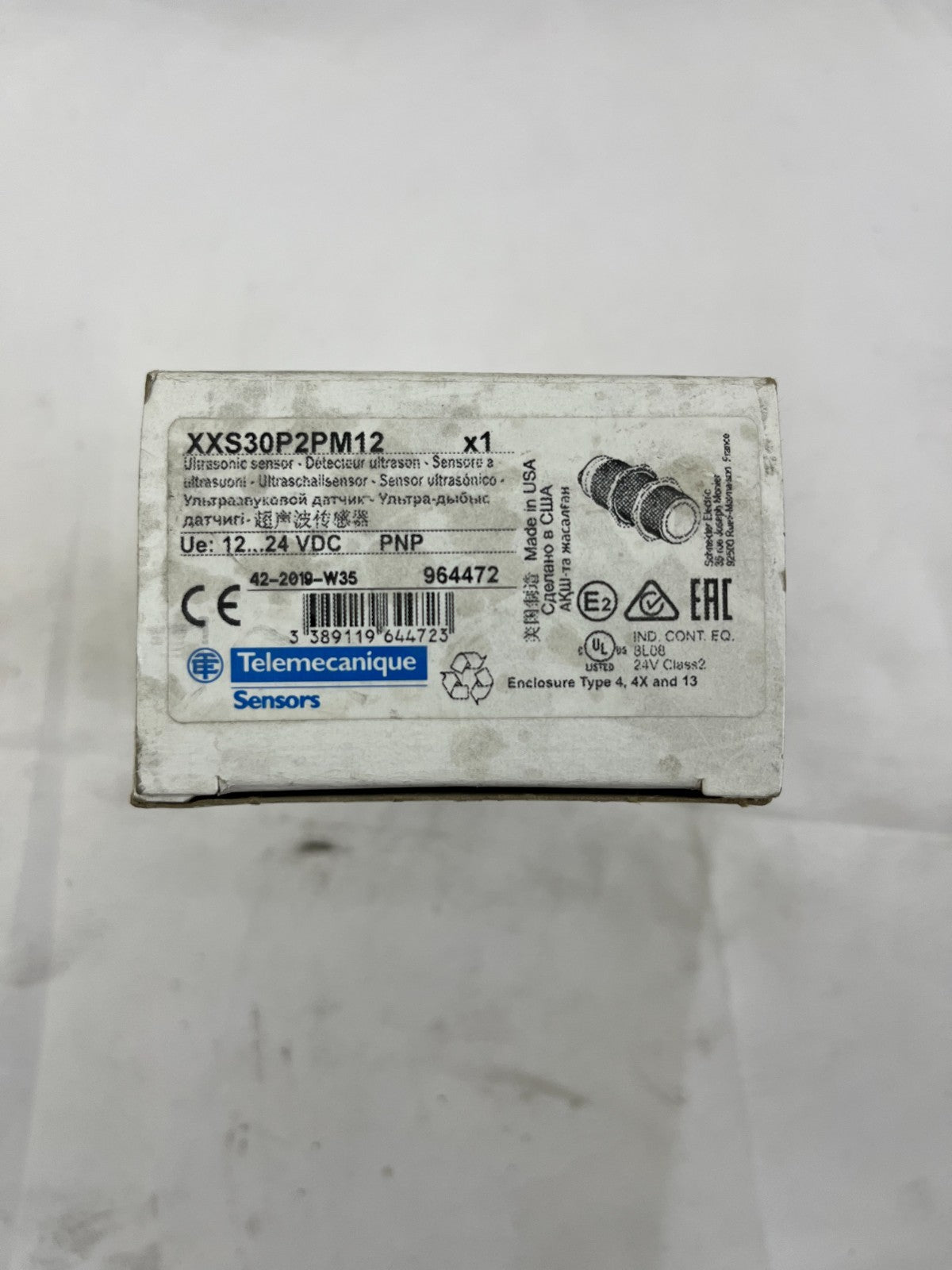 Telemecanique XXS30P2PM12 Ultrasonic Sensor M30 PNP 2m Range 12–24VDC New In Box