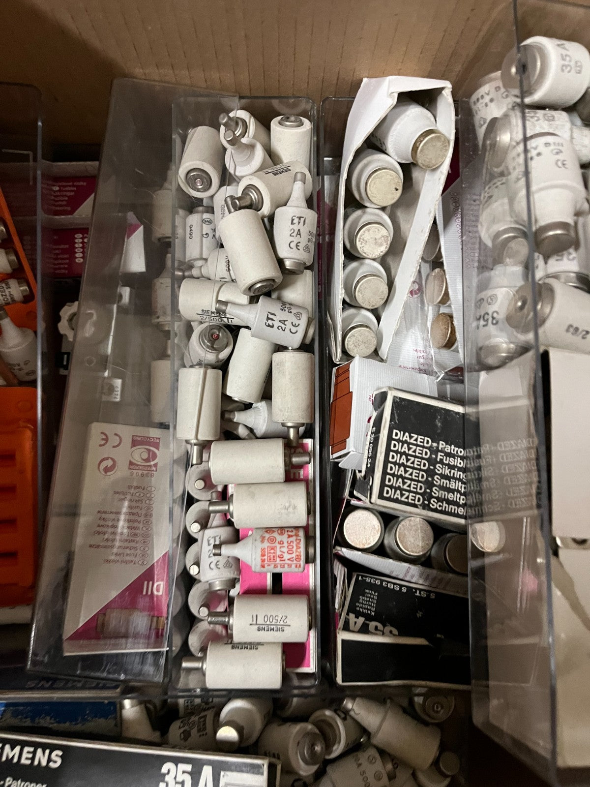 Siemens Diazed Fuse Lot Mixed Amperage 2A–35A Ceramic Industrial Used/New Bulk