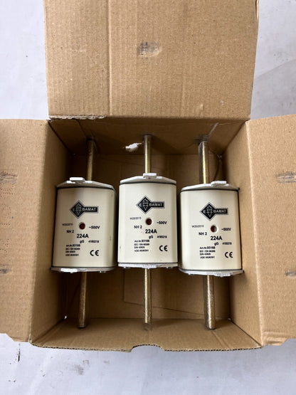 NH2 Fuse 224A 500V gG Bals Bamat 93166 3pcs New In Box Spares