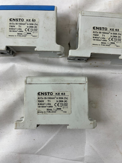 Ensto KE63 Fuse Switch Disconnectors 320A 750V Al/Cu Terminal Lot of 3x Spares