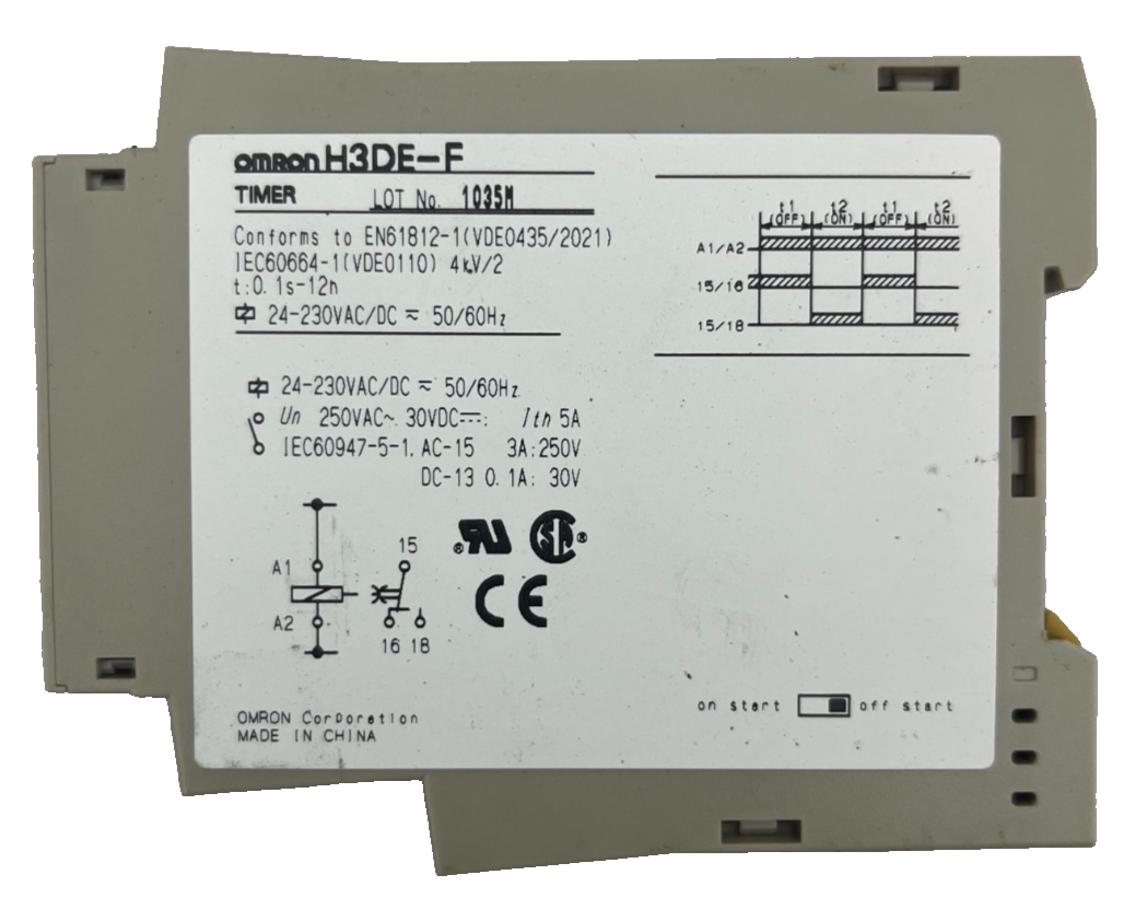 Omron H3DE-F Timer Relay 24–230V AC/DC Multi-Range DIN – Used, Tested, SPDT