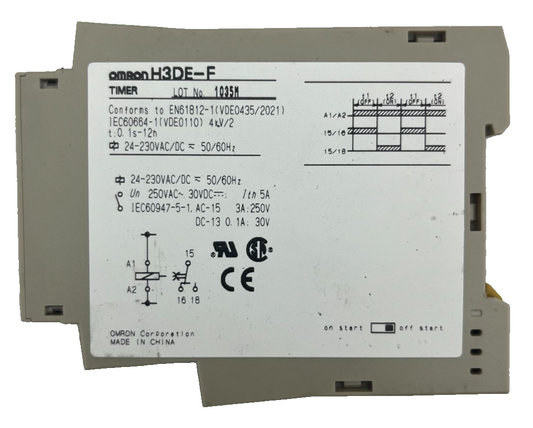 Omron H3DE-F Timer Relay 24–230V AC/DC Multi-Range DIN – Used, Tested, SPDT