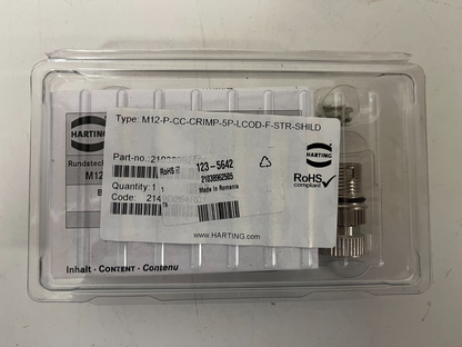9x HARTING M12 Connectors 21035642 5-Pin Shielded M12-P-CC-CRIMP-5P-LCOD-F-STR