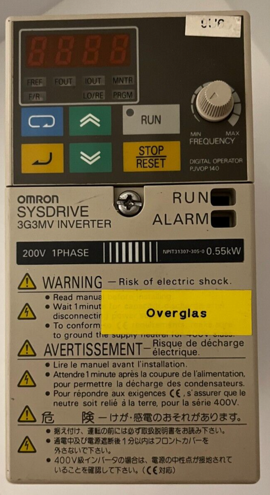 Omron Sysdrive 3G3MV-AB004 Inverter 200V 1-Phase 0.55kW - Used, Tested, Working