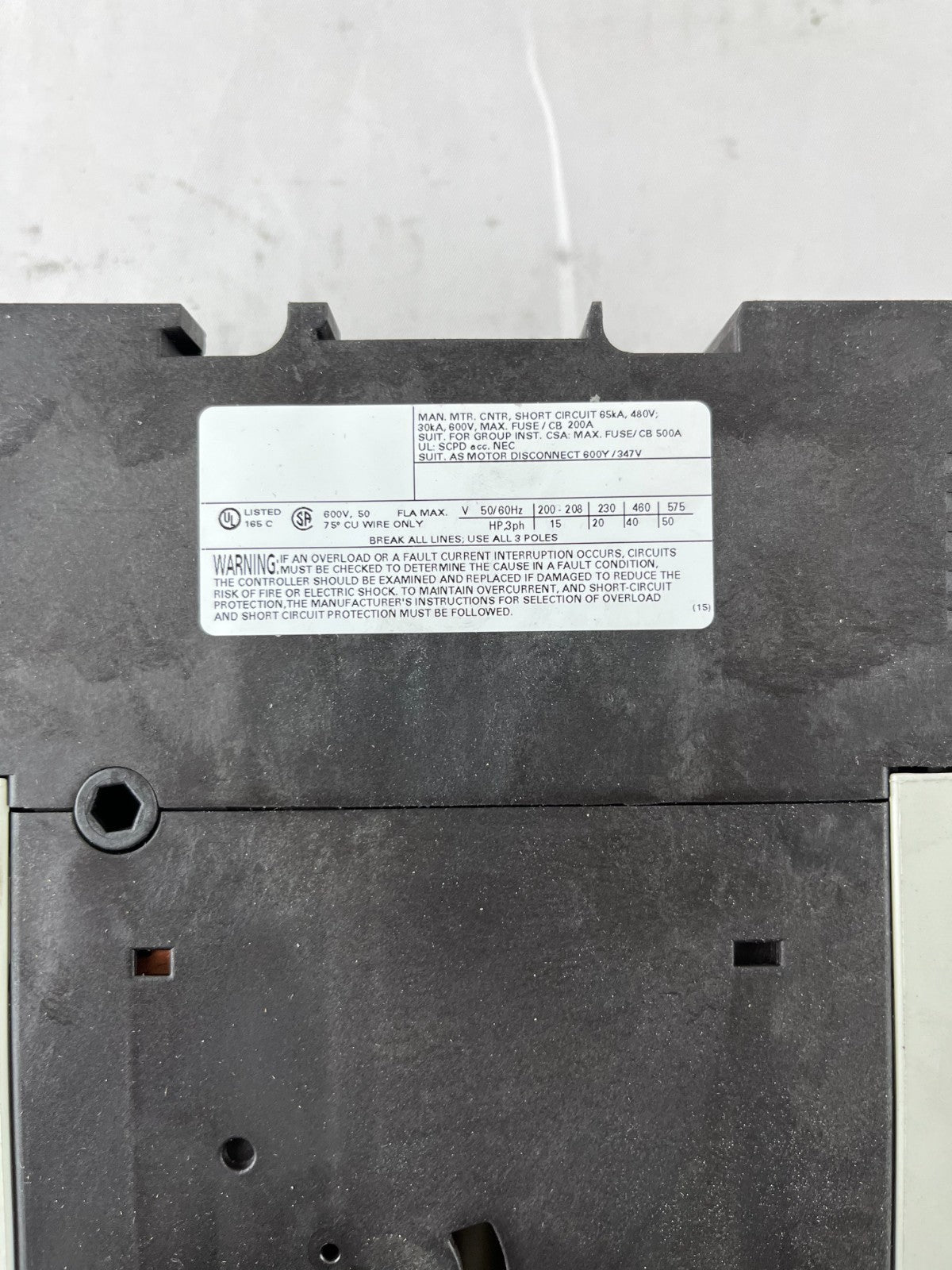 Siemens 3RV1341-4HC10 Sirius Motor Protection Circuit Breaker 50A S3 Used