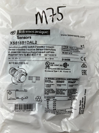 Telemecanique XS518B1DAL2 Proximity Sensor NEW M18 5mm 12-48VDC 2-Wire Sealed